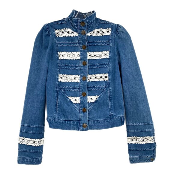 Plenty by Tracy Reese Blue Denim Lace Jacket | Women's XS - Picture 1 of 5